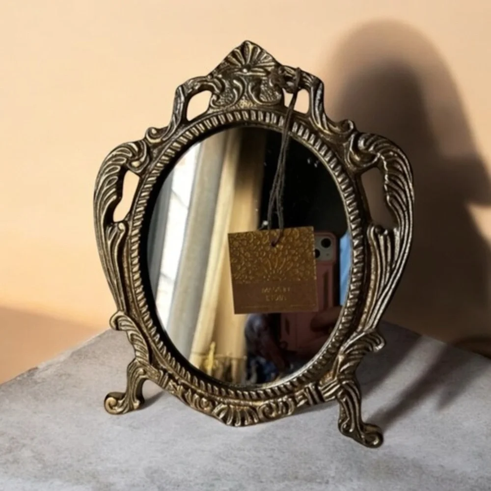 Ornate Gold Oval Mirror metal or brass frame made in India